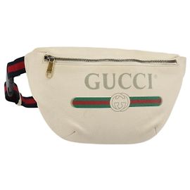 Marsupio GUCCI Sherry Line in Pelle Rosso Bianco 493869 Auth ka4491A