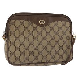 Borsa a Spalla GUCCI GG Supreme PVC Beige Oro 89 02 068 Auth 180116