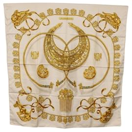 Hermès HERMES Carré 90 Foulard "LES CAVALIERS D'OR" Seta Bianco Autentico 181286