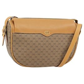 Bolso de Hombro GUCCI Micro GG Supreme PVC Beige Gold 001 115 4001 Auth 182404