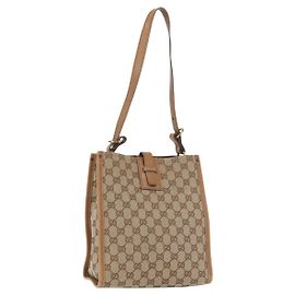 GUCCI GG Canvas Schultertasche Beige Gold 110292 Auth 182469