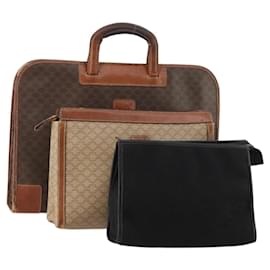 Céline CELINE Macadam Canvas C Macadam Canvas Tasche PVC Leder Braun Authentisch 174584