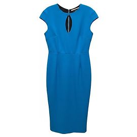 Vestido midi de crepé elástico con recortes Chiswell, azul azur, Roland Mouret