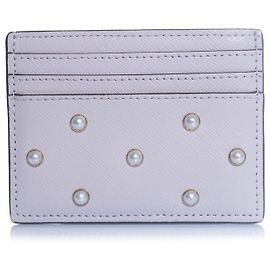 Kate Spade, Porta carte in pelle lilla con perle