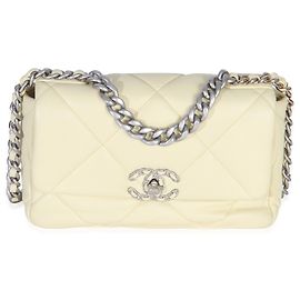 Borsa Chanel 19 Flap in agnello trapuntato Chanel giallo chiaro Taglia Medium