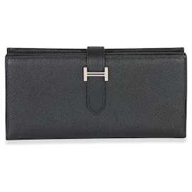 Portafoglio Hermès Bearn in pelle Epsom nero PHW