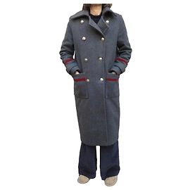 Maison Martin Margiela MM22 Abrigo de lana gris doble botonadura