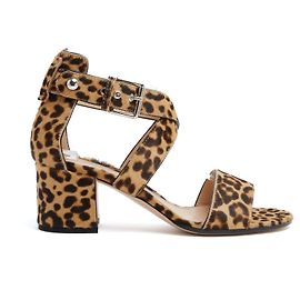 Gianvito Rossi Leopardenmuster Leder Sandaletten mit Blockabsatz