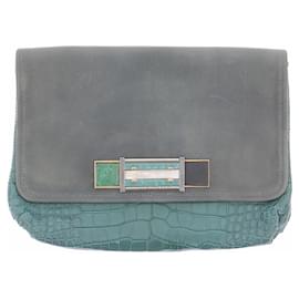Clutch Marc Jacobs in pelle coccodrillo verde