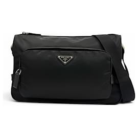 Borsa a tracolla in nylon e pelle Prada