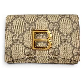 Portafoglio compatto tripartito in tela GG Supreme Gucci x Balenciaga