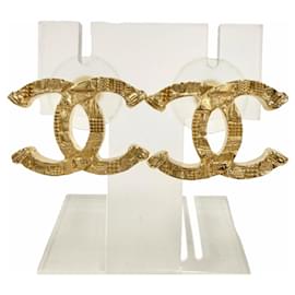 Chanel B24V ABB375 Coco Mark Tweed Gravierte Ohrringe