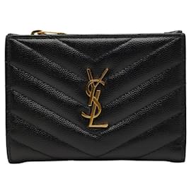 Cartera bipliegue con monograma Saint Laurent