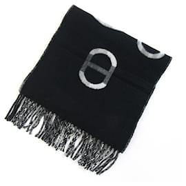 Stola in cashmere Hermes in nero e grigio - Hermès