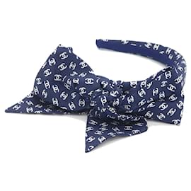 Cerchietto Alice in seta blu navy Chanel