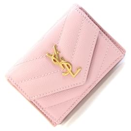 Saint Laurent Tri-fold Wallet aus rosa Leder