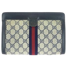 Gucci Vintage GG Supreme Canvas Leder Clutch