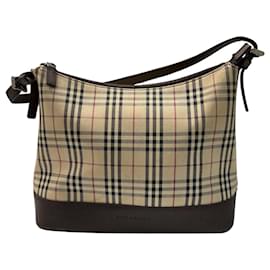 Borsa a tracolla in tela e pelle con motivo Nova Check di Burberry