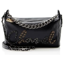 Borsa Hobo Chanel in agnello Written In Chain
