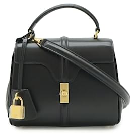 Sac à main Celine Mini 16 en cuir de veau Noir Or - Céline