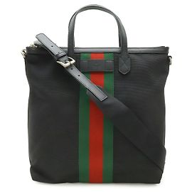 Gucci Nylon-Canvas-Leder Web Stripe Tote Bag