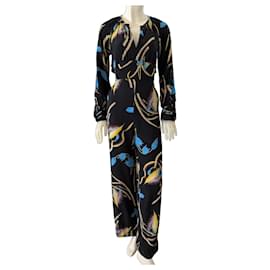 Diane Von Furstenberg Mono de seda estampado floral negro