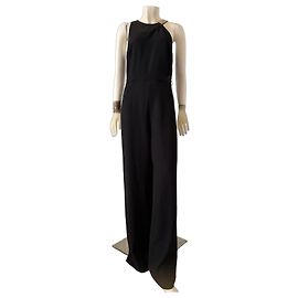 Halston Heritage Schwarzer Jumpsuit mit Goldbeschlägen