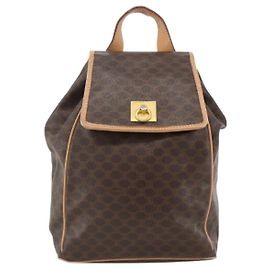 Céline Celine Vintage Drawstring Flap Macadam Coated Canvas