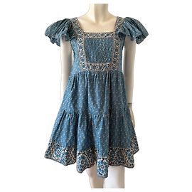 Sea New York Baumwollkleid mit blauem Blumenprint und Volants