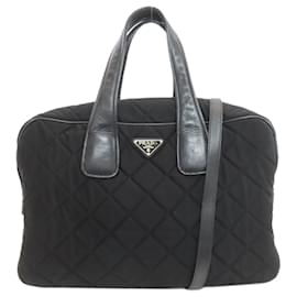 Bolso 2-Way acolchado Prada en lona de algodón negro