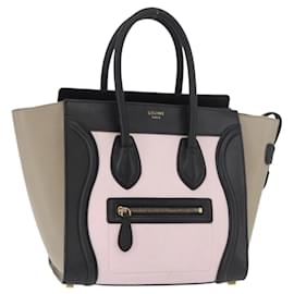 Borsa CELINE Luggage Mini Shopper in Pelle Rosa Nero Autentica am11689V - Céline