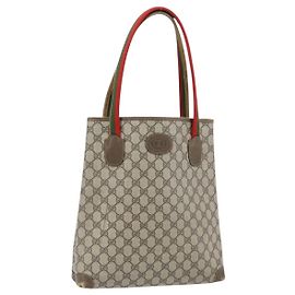 Borsa Tote GUCCI GG Supreme Web Sherry Line PVC Beige 41 004 4465 Auth 181984