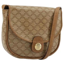 Céline Sac à bandoulière CELINE en toile Macadam PVC Cuir Beige Or Auth BA13205