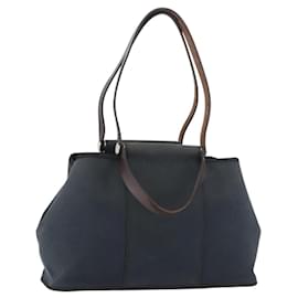 HERMES Cabak Elan Handtasche aus Canvas Silver Navy Auth 180754 - Hermès