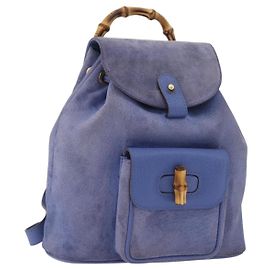 Mochila GUCCI Bamboo de ante azul 003 8030 3444 Auth ki6661A