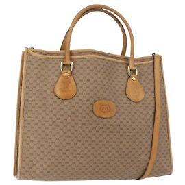 Bolsa Tote GUCCI Micro GG Supreme PVC 2way Bege Dourado 002 904 0556 Auth 180147