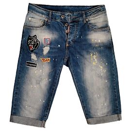 Dsquared2 Men's Blue Denim Patch Shorts