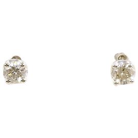Autre Marque Pendientes de botón en platino PT900 con diamantes
