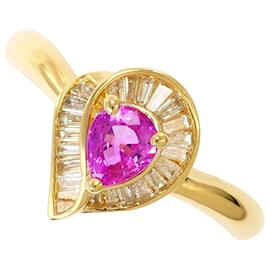 18K Gelbgold-Ring mit rosa Saphir und Diamant - Autre Marque