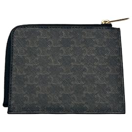 Céline Celine Triomphe Zip Around Wallet Leather Compact