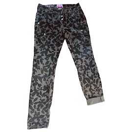 Autre Marque Street One Pantalones Cargo Estampado Floral Verde y Marrón