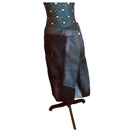 Falda cruzada vaquera patchwork Desigual