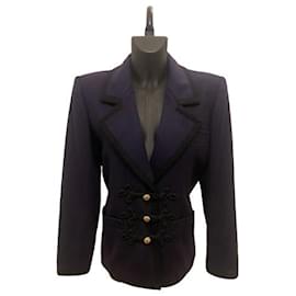 Manteau court en laine violet Yves Saint Laurent