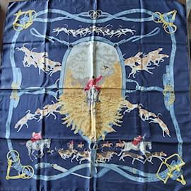 Pañuelo de seda Hermès "Le Bien Aller" - Azul