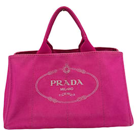 Große Canapa Tote Bag aus Vintage-Pink Canvas mit Logo - Prada