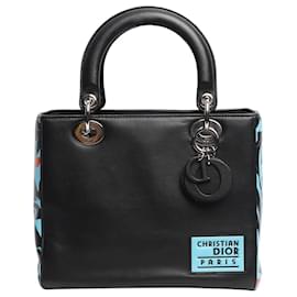 Borsa Lady Dior 2015 floreale nera e blu