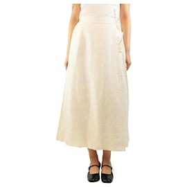 Autre Marque Falda cruzada de lino plisada blanca - talla UK 8