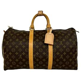 Louis Vuitton Keepall 45 Monogram Leather Boston Bag