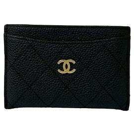 Portacarte in pelle di vitello martellata nera Chanel