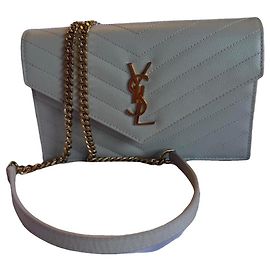 Borsa a tracolla Saint Laurent Monogram Grigio Pallido